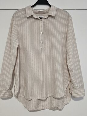 Croft & Barrow Light Beige Striped Casual Button-Down Shirt